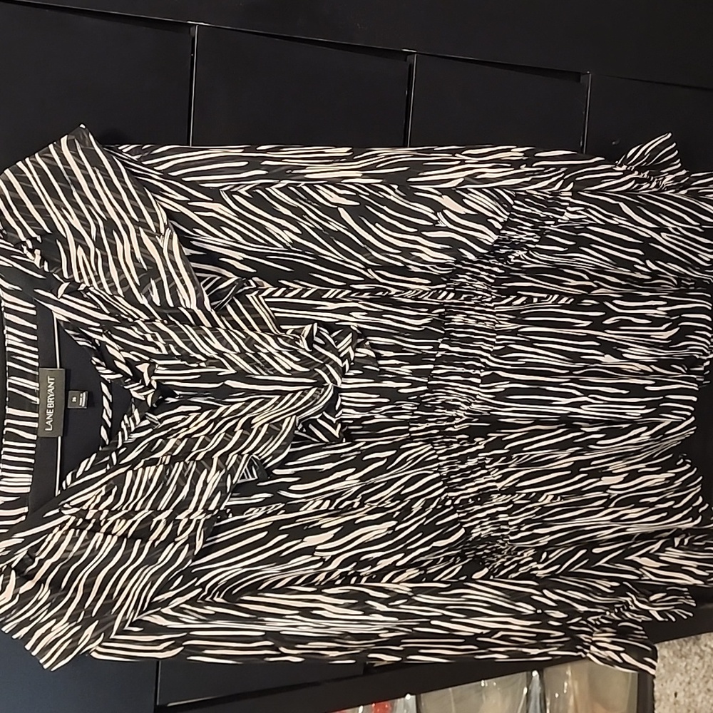 Lane Bryant Black and Cream Striped Blouse